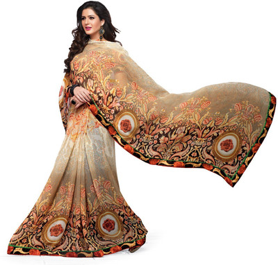 

Ridham Sarees Printed Daily Wear Handloom Georgette Saree(Multicolor)