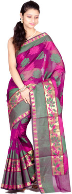 

Chandrakala Self Design Banarasi Cotton Saree(Multicolor), Purple