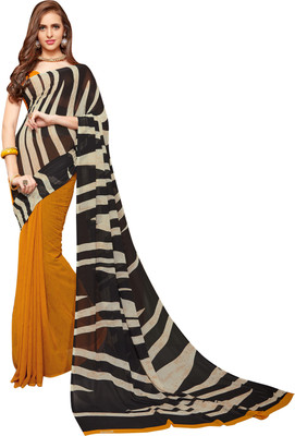 

Jiya Self Design, Printed Fashion Georgette Saree(White, Black, Yellow), Black;white;yellow