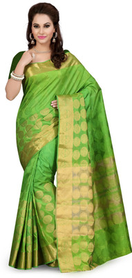 

Ishin Solid Fashion Poly Silk Saree(Green)