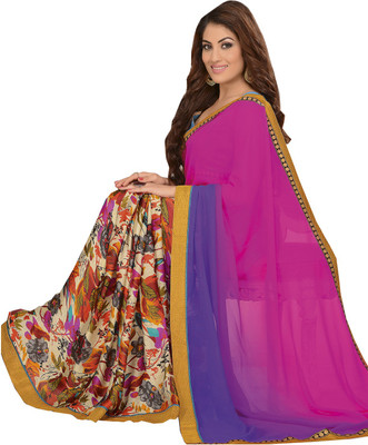 

Lovely Look Printed Daily Wear Georgette Saree(Pink, Purple, Multicolor), Pink&purple & multi