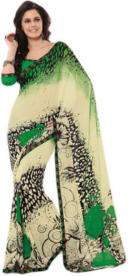 

Indian Wear Online Printed Fashion Pure Chiffon Saree(Multicolor)