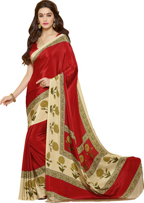 

Khoobee Self Design, Printed Fashion Crepe Saree(Red)