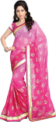 

Saara Printed Fashion Crepe Saree(Pink)