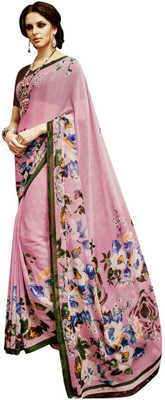 

Lovely Look Printed Daily Wear Georgette Saree(Pink)