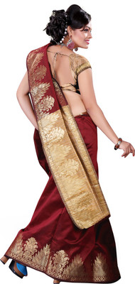 

Vastrakala Solid Fashion Cotton, Silk Saree(Maroon, Gold), Garnett