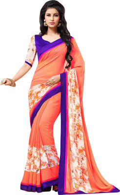 

Brijraj Printed Fashion Georgette Saree(Orange, White)