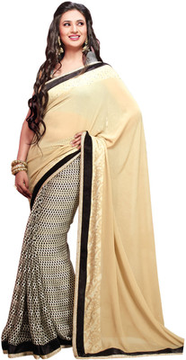 

Cenizas Solid Fashion Georgette Saree(Beige)