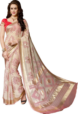 

Brijraj Printed Fashion Art Silk Saree(White)
