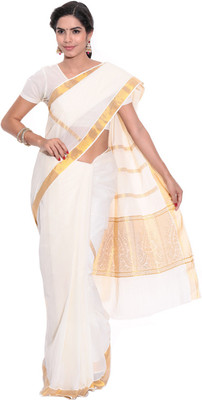 

Darps Self Design Balarampuram Cotton Saree(Multicolor), Cream
