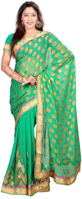 

Ishin Printed Fashion Georgette Saree(Green)