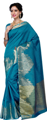 

Mimosa Woven Kanjivaram Tussar Silk Saree(Light Blue), Ananda