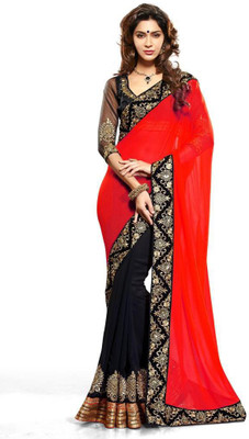 

Stylezone Embroidered Bollywood Chiffon Saree(Red)