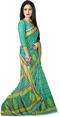 

Desi Butik Printed Fashion Crepe Saree(Green)