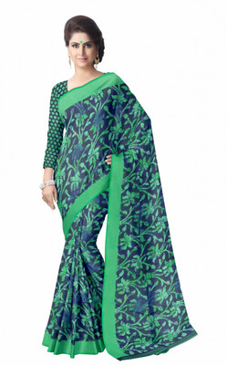 

Suvastram Floral Print Daily Wear Georgette Saree(Blue, Green)