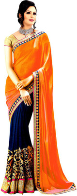 

Jhalak Embellished, Embroidered Bollywood Georgette Saree(Orange, Pink, Dark Blue, Gold, Multicolor), Dark blue;gold;multicolor;orange;pink