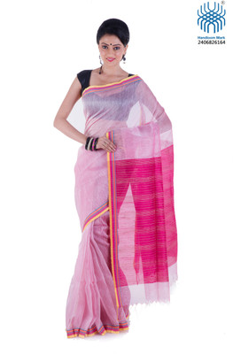 

Tantuja Woven Tangail Handloom Cotton Saree(Pink)