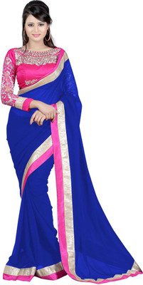 

Dancing Girl Embroidered Bollywood Georgette Saree(Blue)