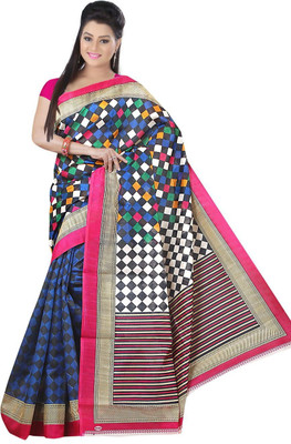 

svb sarees Printed Assam Silk Cotton Linen Blend Saree(Beige), Mutlicolor
