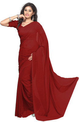

Surupta Plain Fashion Georgette Saree(Red), Maroon