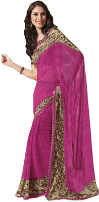 

Party Wear Dresses Printed Fashion Pure Chiffon Saree(Pink)