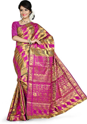 

Mimosa Self Design Kanjivaram Net, Silk, Jacquard Saree(Multicolor), Darkpink