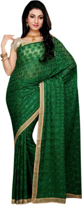 

Ethnic Bliss Lifestyles Self Design Fashion Handloom Chiffon Saree(Green), Dark bottle green