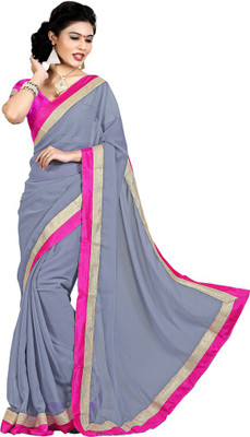 

Indian Wear Online Solid Fashion Chiffon Saree(Grey)