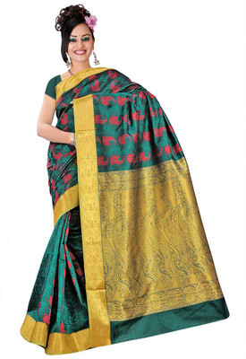 

Parisha Printed Daily Wear Art Silk Saree(Green, Yellow), Green & gold
