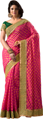 

M.S.Retail Self Design Fashion Handloom Raw Silk Saree(Pink)