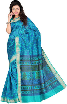 

Roopkala Silks Printed Fashion Art Silk Saree(Blue)