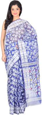 RLBFashion Self Design Jamdani Handloom Cotton, Art Silk Saree(Blue)