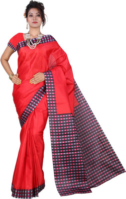 

Kanheyas Printed Daily Wear Handloom Khadi, Silk Cotton Blend Saree(Red)