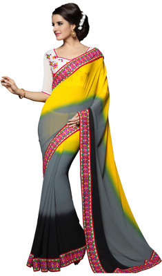 

Lovelylook Embroidered Fashion Georgette Saree(Multicolor), Gray & yellow
