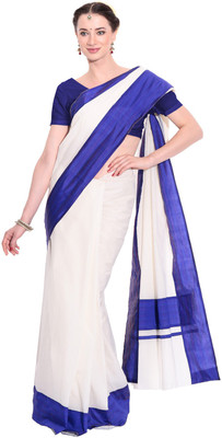 

Fashionkiosks Self Design Balarampuram Handloom Cotton Saree(Dark Blue)