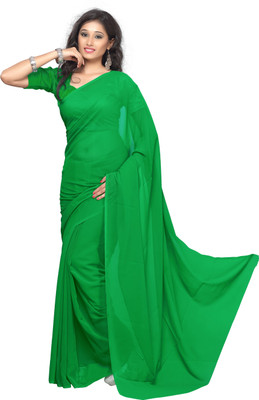 

Surupta Solid Daily Wear Pure Georgette Saree(Green), Dark green