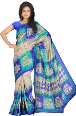 JTInternational Printed Bhagalpuri Silk Saree(Multicolor)