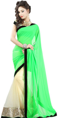 

Sanju Sarees Solid Bollywood Net Saree(Green)