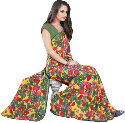 

Party Wear Dresses Printed Fashion Pure Chiffon Saree(Multicolor), Multicolor552