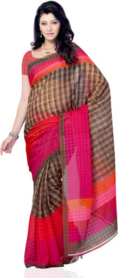 

JTInternational Checkered Fashion Art Silk Saree(Multicolor)