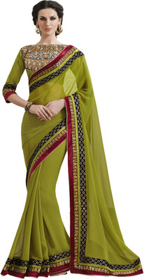 

Desi Butik Self Design Fashion Georgette Saree(Green)