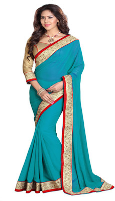 

Sourbh Sarees Solid Fashion Georgette Saree(Light Blue), Turquoise