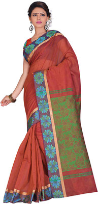 

Indianhandloom Self Design Coimbatore Cotton Saree(Red), Brick
