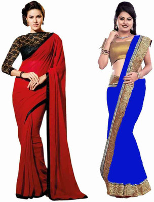 

Stylezone Self Design Fashion Chiffon Saree(Pack of 2, Red, Blue), Blue;red