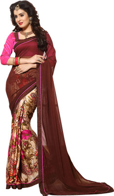 

Khushali Self Design, Printed Fashion Satin, Chiffon, Georgette Saree(Brown, Multicolor)
