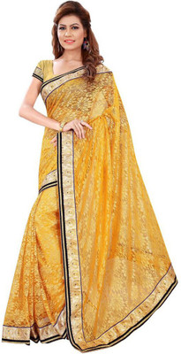 

Desi Butik Embroidered Fashion Net Saree(Mustard)