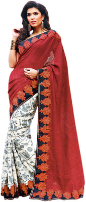 

Vishal Printed Fashion Art Silk Saree(Maroon, White), Maroon cream