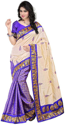 

Poornathava Printed Bhagalpuri Art Silk Saree(Purple), Green