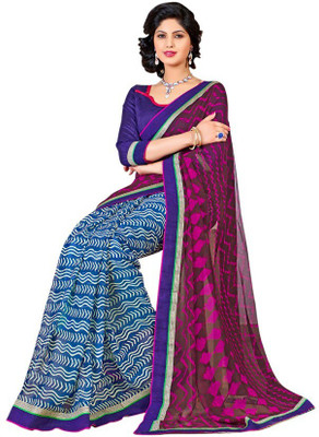 

Kintu Designs Pvt. Ltd. Self Design Fashion Georgette Saree(Blue), Blue;pink