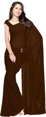 

Parisha Solid Daily Wear Georgette Saree(Brown)